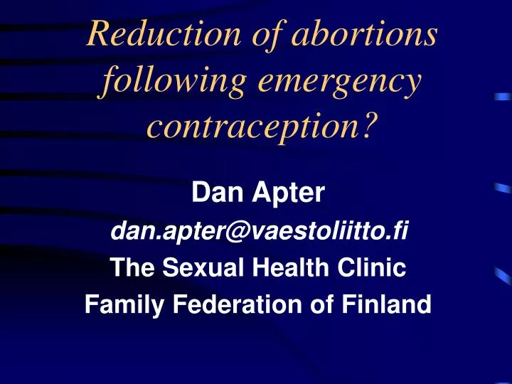 reduction of abortions following emergency contraception
