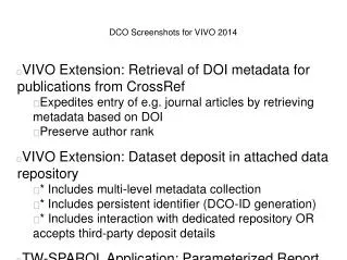 DCO Screenshots for VIVO 2014