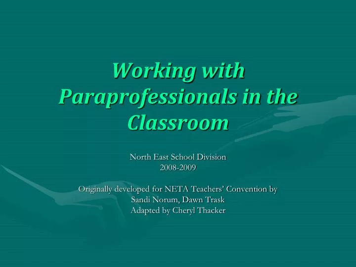 working with paraprofessionals in the classroom