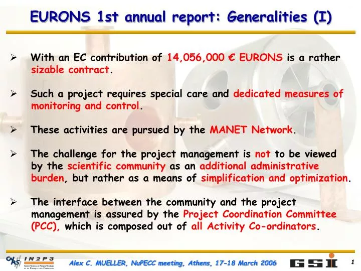 eurons 1st annual report generalities i