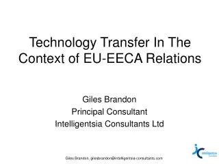 Technology Transfer In The Context of EU-EECA Relations