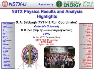NSTX Physics Results and Analysis Highlights