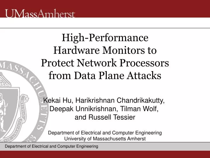 high performance hardware monitors to protect network processors from data plane attacks