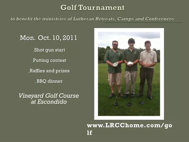 golf tournament to benefit the ministries of lutheran retreats camps and conferences
