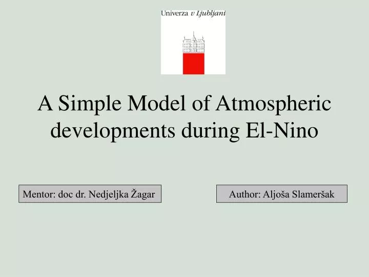 a simple model of atmospheric developments during el nino
