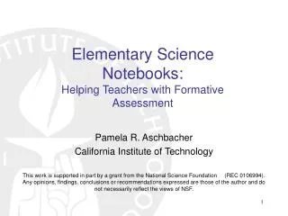Elementary Science Notebooks: Helping Teachers with Formative Assessment