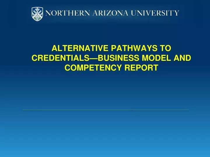 alternative pathways to credentials business model and competency report