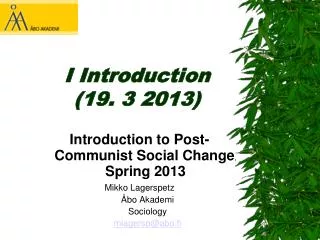 I Introduction (19. 3 2013)