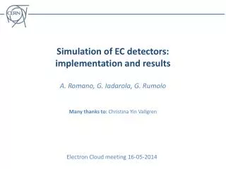 Electron Cloud meeting 16-05-2014