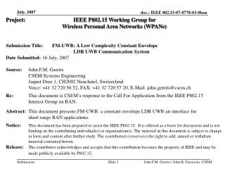 Project:			 IEEE P802.15 Working Group for Wireless Personal Area Networks (WPANs)
