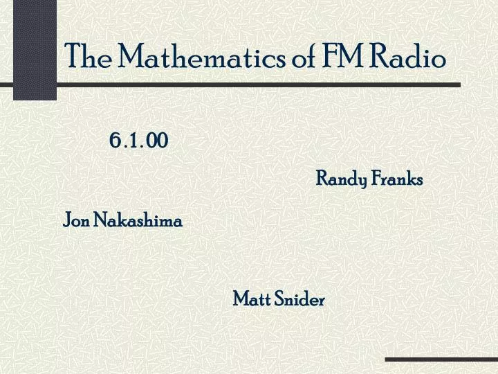 the mathematics of fm radio