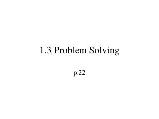 1.3 Problem Solving
