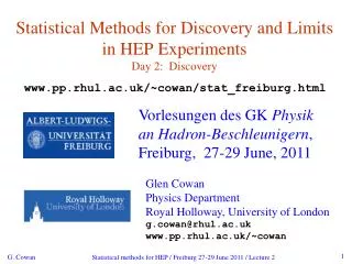 Statistical Methods for Discovery and Limits in HEP Experiments Day 2: Discovery