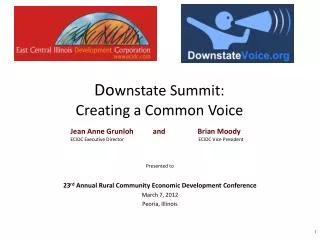 Do wnstate Summit: Creating a Common Voice