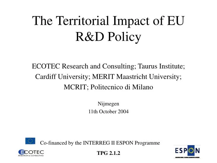 the territorial impact of eu r d policy