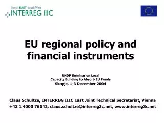 Claus Schultze, INTERREG IIIC East Joint Technical Secretariat, Vienna