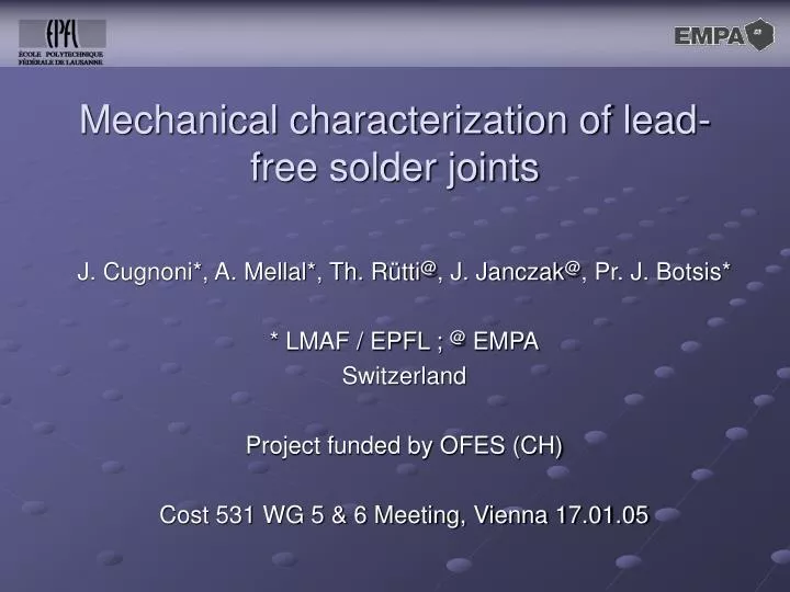 mechanical characterization of lead free solder joints