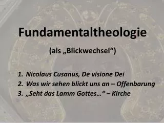 fundamentaltheologie als blickwechsel