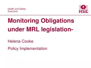 Monitoring Obligations under MRL legislation-