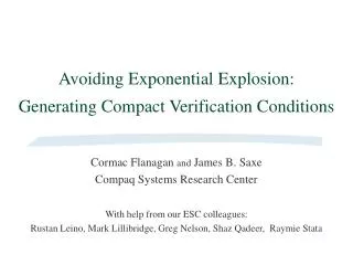 Avoiding Exponential Explosion: Generating Compact Verification Conditions