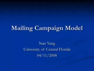 Mailing Campaign Model