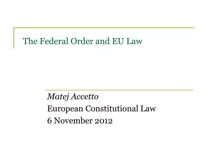 the federal order and eu law