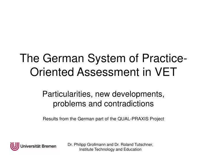 the german system of practice oriented assessment in vet