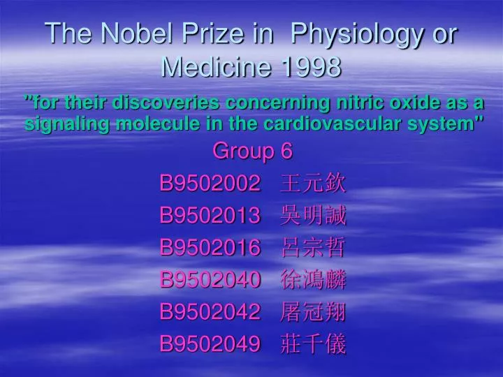 the nobel prize in physiology or medicine 1998
