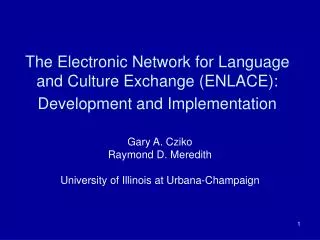 The Electronic Network for Language and Culture Exchange (ENLACE): Development and Implementation