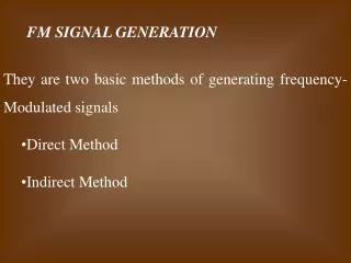 FM SIGNAL GENERATION