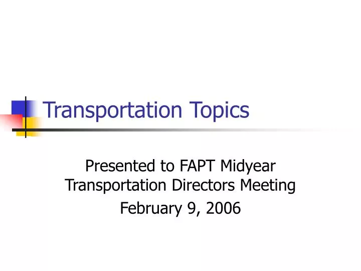 transportation topics