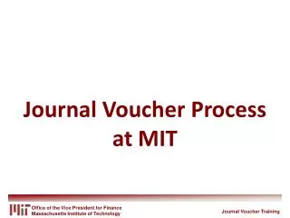 Journal Voucher Process at MIT