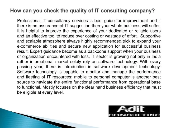 how can you check the quality of it consulting company
