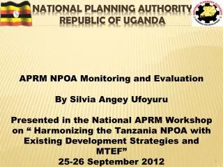 National Planning Authority Republic of Uganda