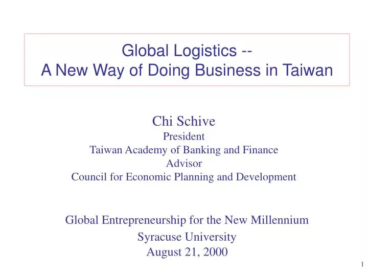 global logistics a new way of doing business in taiwan
