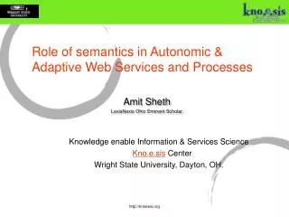 Role of semantics in Autonomic &amp; Adaptive Web Services and Processes
