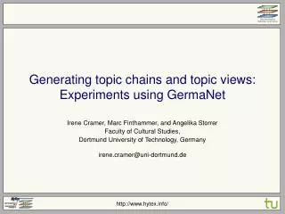 Generating topic chains and topic views: Experiments using GermaNet