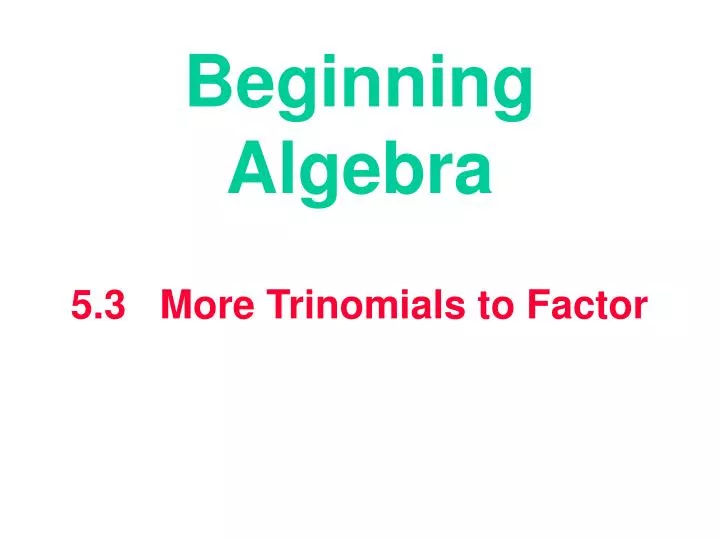 beginning algebra