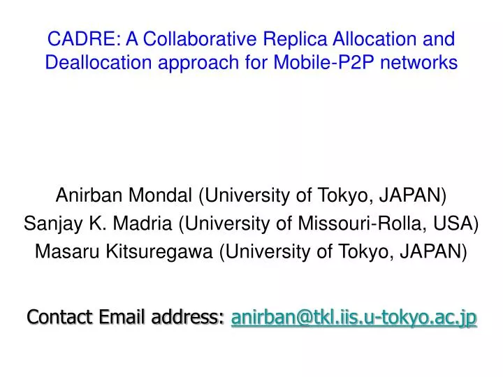 cadre a collaborative replica allocation and deallocation approach for mobile p2p networks