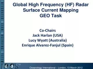 Global High Frequency (HF) Radar Surface Current Mapping GEO Task