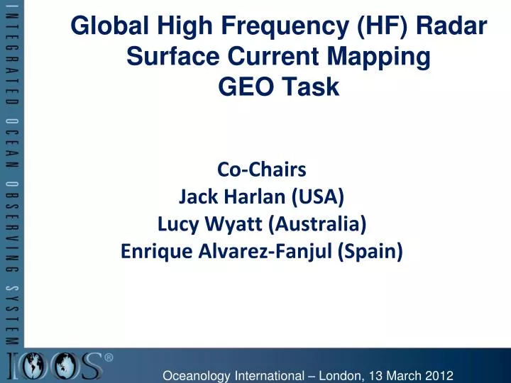 global high frequency hf radar surface current mapping geo task