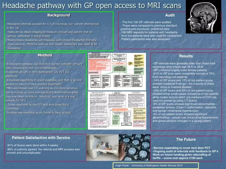 headache pathway with gp open access to mri scans