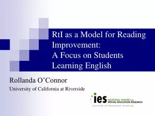RtI as a Model for Reading Improvement: A Focus on Students Learning English