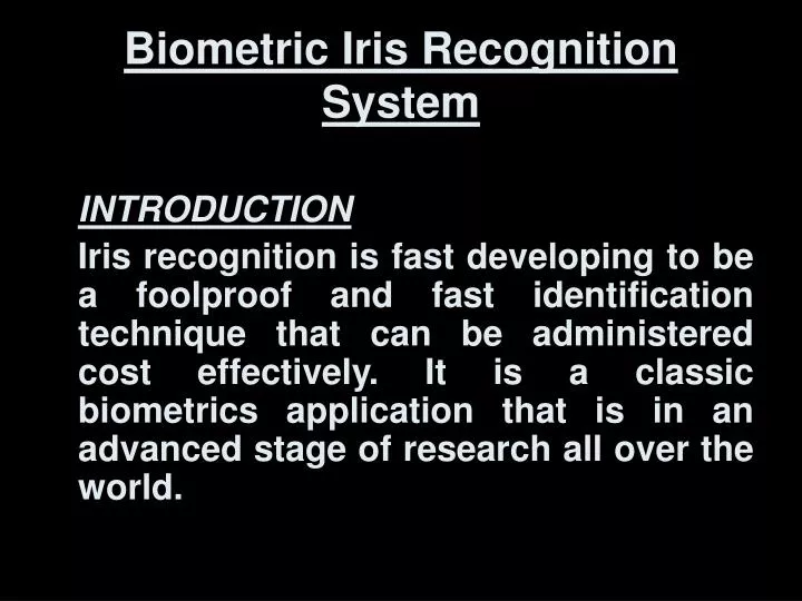 biometric iris recognition system