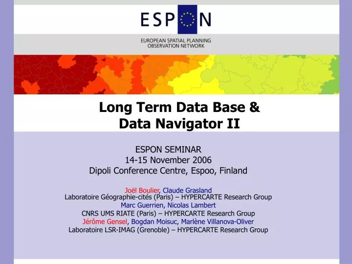 long term data base data navigator ii