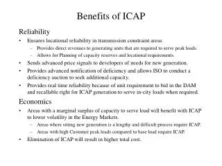 Benefits of ICAP
