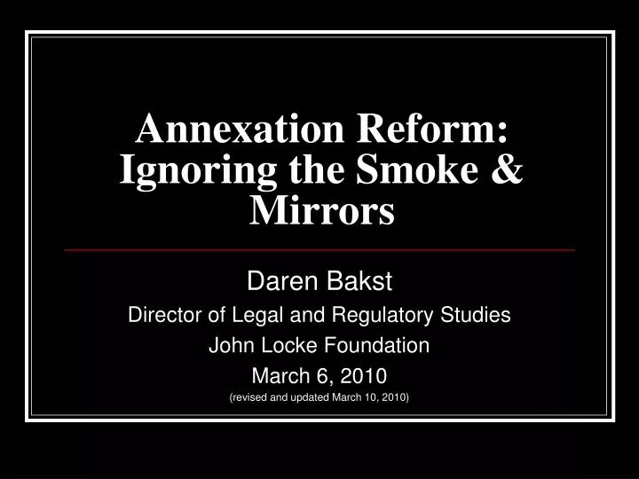annexation reform ignoring the smoke mirrors