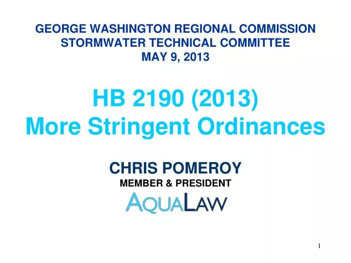 george washington regional commission stormwater technical committee may 9 2013