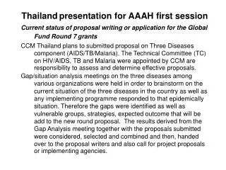 Thailand presentation for AAAH first session