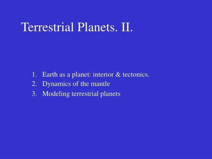 terrestrial planets ii